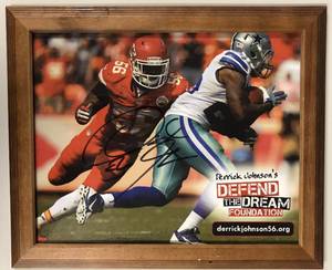 lot 1064 image: Signed Derrick Johnson 8x10 Glossy Photograph Defend the Dream Foundation in Wooden Frame