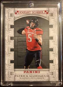 lot 1032 image: 2017 Panini Patrick Mahomes II Knight School Football Rookie Card in Magnetic Holder