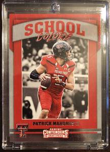 lot 1033 image: 2017 Panini Contenders Draft Picks Patrick Mahomes II School Colors Football Rookie Card in Magnetic Holder