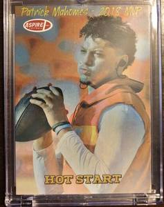 lot 1034 image: 2018 Sage Aspire Patrick Mahomes II Football Card in Magnetic Holder - First Card of 2018 With MVP Season Stats