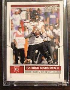 lot 1035 image: 2017 Score Patrick Mahomes II Football True Rookie Card in Magnetic Holder