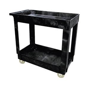 lot 24209 image: Rubbermaid Commercial Products FG9T6600BLA Structural Foam Service Cart with Lipped Shelves, Black