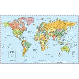 lot 24385 image: Rand McNally M-Series Full-Color World Map, 50 x 32
