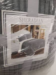 lot 24407 image: Ultra Lush Reversible Sherpa Corduroy Blanket 108 X 90 - Grey