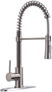 lot 13586 image: KINGO HOME Lead Free Commercial Stainless Steel Single Lever Handle Pull Down Sprayer Satin Nickel Kitchen Faucet, Kitchen Sink Faucet with Sprayer