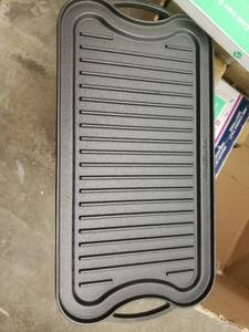 lot 13587 image: Vremi 20 inch Large Nonstick Cast Iron Griddle for Kitchen Stove Top - Two Burner Flat Pancake Grill Griddle Pan
