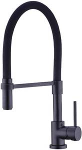 lot 13588 image: Kitchen Faucet,WENKEN Lead Free Solid Brass Kitchen Faucet with Pull Down Spray, 360 Degree Swivel Silicon Gooseneck Kitchen Faucet Black