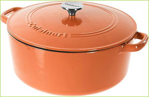 lot 13609 image: Cuisinart Cast Iron Casserole, Terracotta Orange - 7-Quart