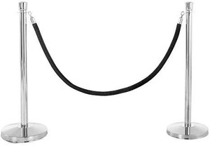 lot 13619 image: US Weight Premier Chrome Post and Black Velvet Rope Crowd Control Stanchions