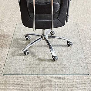 lot 13633 image: Tempered Glass Chair Mat, 36�46��, 15 Inch Thick Office Chair Mat Carpet & Hardwood Floor, Chair Mats for Carpeted Floor, Chair Mat for Hardwood Floor, Desk Chair Mat, 4 Anti-Slip Pads