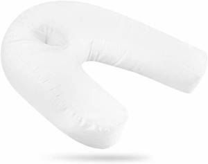 lot 13635 image: Side Sleeper Pillow, U-Shaped Pillow with Ear Hole Relieve Neck Shoulder Back Pain, Washable Cotton Cover for Bed and Travel
