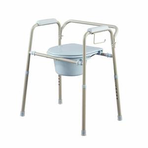 lot 13647 image: Medline Steel 3-in-1 Bedside Toilet Commode with Microban