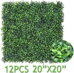 lot 13649 image: Sunnyglade 12 Pieces 20x20 32 Square Feet Artificial Boxwood Panels Topiary Hedge Plant, Privacy Hedge Screen UV Protected Suitable for Outdoor, Indoor, Garden, Fence, Backyard and D�cor