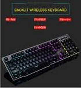 lot 13652 image: Delog MK500 29 Non-conflicting Keys Mechanical Feeling, Ergonomic Design, Cool Exterior Wireless USB Charging Breathing Backlit LED Keyboard And 2400DPI Mouse Combo For Office And Game - Black