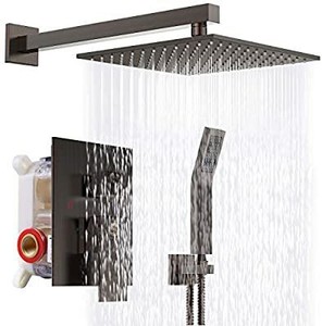 lot 13661 image: SR SUN RISE Brushed Oil Rubbed Bronze Shower System 10 Inches Shower Faucets Sets Complete with Shower Faucet Rough-in Valve Body and Trim Kit