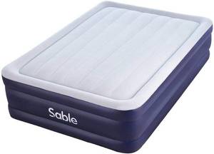 lot 13664 image: Sable Full Size Air Mattress Upgraded Blow up Inflatable Bed with Built-in Pump and Storage Bag, Height 18 inches, 30-Months Warranty, Blue