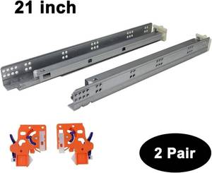 lot 13670 image: 2 Pairs Self Soft Close UnderBottom Rear Mounting Drawer Slides 21 inch Concealed Drawer RunnersLocking DevicesRear Mounting BracketsScrews and Instructions