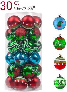 lot 13672 image: Valery Madelyn 30ct 60mm Delightful Elf Shatterproof Christmas Ball Ornaments Decoration, Themed with Tree Skirt (Not Included)