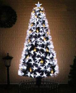 lot 13694 image: AMS Xmas Tree Artificial Christmas Pine Tree with Premium Metal Legs Full Tree Hinged Support (6 FT, White 220tips)