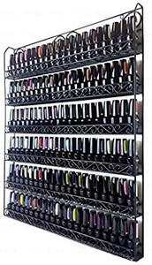 lot 13717 image: Pana Black 6 Tier Large Wall Mounted Metal Rack - Fit up to 100 Nail Polish Bottles - For Home Salon Business Spa etc.