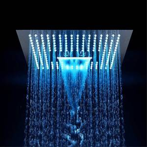 lot 13723 image: Contemporary LED Color Changing Overhead Rainfall Shower Head Chrome Finish Eco-friendly Stainless steel Body, 3 Waterfall Modes RainMassageJet
