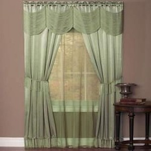 lot 13726 image: McLeland Design Halley One-Rod Drapery Set - Sage Green