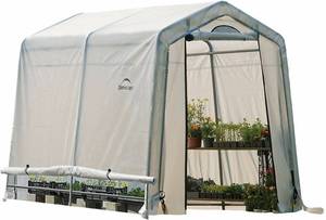 lot 13747 image: ShelterLogic 6 x 8 GrowIT Greenhouse-in-a-Box Flow Peak Roof Style Easy Access Outdoor Grow House with Translucent Waterproof Cover, White