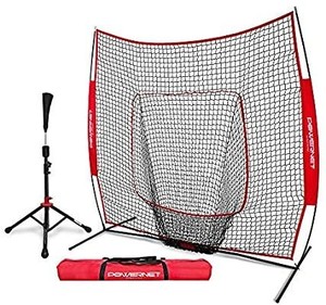 lot 13750 image: PowerNet Baseball Softball Practice Net 7x7 with Travel Tee 