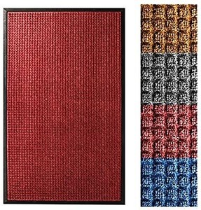 lot 13752 image: casa pura Entrance Mat  Embossed Front Door Mat  Indoor and Outdoor Entry Rug  Red  48 x 72