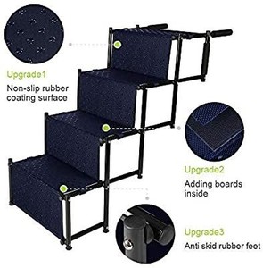 lot 13753 image: Niubya Upgraded Car Dog Stairs, Nonslip Foldable Metal Fram Pet Steps for Medium and Large Dogs,