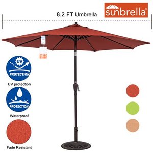 lot 13754 image: Sundale Outdoor 8.2 Ft Sunbrella Fabric Patio Umbrella Outdoor Market Garden,Push Button Tilt and Crank