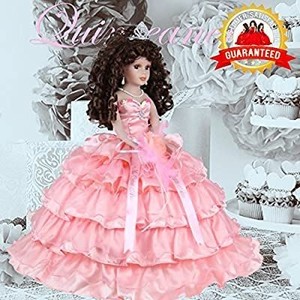 lot 13768 image: Kinnex Collections by Amanda 18 Porcelain Quinceanera Umbrella Doll