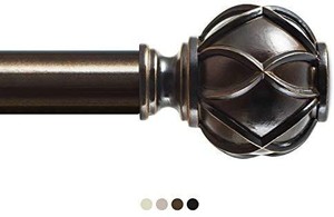 lot 13770 image: KAMANINA 1 Inch Curtain Rod Single Drapery Rod 72 to 144 Inches, Netted Texture Finials, Antique Bronze