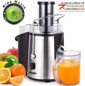 lot 13787 image: Mueller Austria Juicer Ultra 1100W Power, Easy Clean Extractor Press Centrifugal Juicing Machine, Wide 3�� Feed Chute for Whole Fruit Vegetable, Anti-drip, High Quality, BPA-Free, Large, Silver