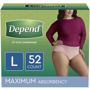lot 13788 image: Depend Fit-Flex Incontinence Underwear for Women, Maximum Absorbency, Large, 52ct, Size 52 count