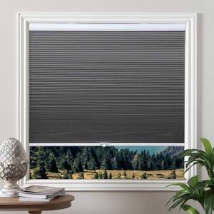 lot 13793 image: Blackout Cellular Blinds Cordless Shade Honeycomb Shades Window Fabric Blinds Grey-White, 23x64 inch