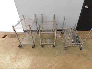 lot 2286 image: Set of 3 18 x 3 Rolling Metro Carts