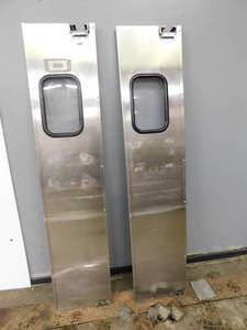 lot 2289 image: Set of Stainless Heavy Kitchen Swing Doors