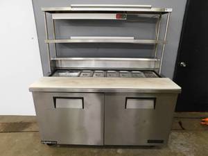 lot 2251 image: True 60 Inch Sandwitch Prep Table wOvershelf and Strip Heater