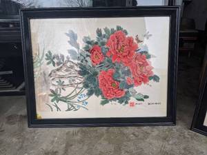 lot 530 image: (3) Chinese Framed Art Pieces