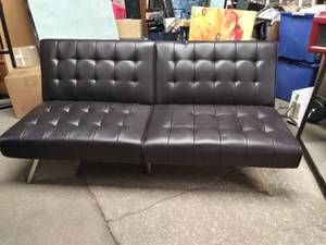 lot 5794 image: Beautiful Modern Leather Tufted Futon