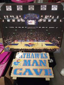 lot 5799 image: Jayhawks Man Cave Sign and Picture