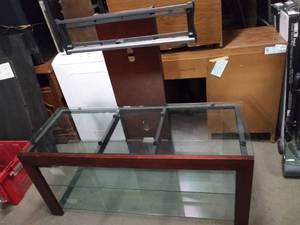 lot 5800 image: Nice Modern 3 Tier Glass TV Stand