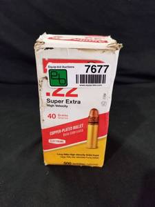 lot 7677 image: Box of .22 Super Extra High Velocity 40 Gr Bullets