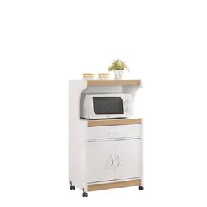 lot 6433 image: HODEDAH 1-Drawer White Microwave Cart