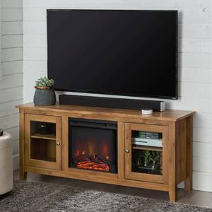 lot 6449 image: Walker Edison Furniture Company 58 in. Wood Media TV Stand Console with Fireplace - Barnwood