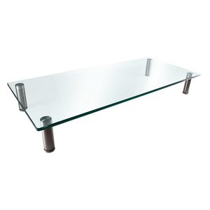 lot 6452 image: Monoprice Medium Multimedia Desktop Stand, Clear Glass 25.6 x 11.0 - Stand &amp Riser.&nbsp