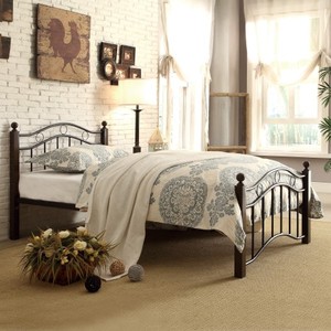 lot 6467 image: Homelegance Metal Platform Bed, Full, Black and Brown