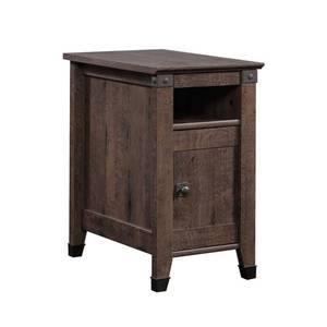 lot 6478 image: Carson Forge Side Table with Door and Adjustable Shelf - Coffee Oak - Sauder, Brown