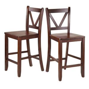 lot 6486 image: Victor V-Back 24 Counter Stool WoodWalnut (Set of 2) - Winsome, Adult Unisex, Brown